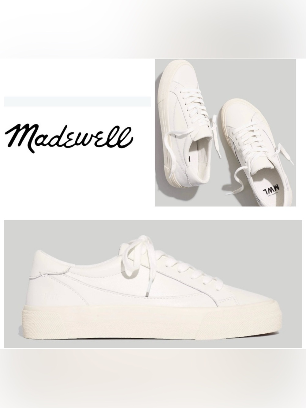 Madewell White Cream Platform Low-Top Sneakers